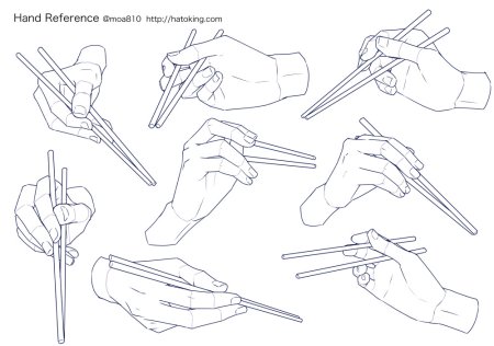 Рука с палочками для суши референс