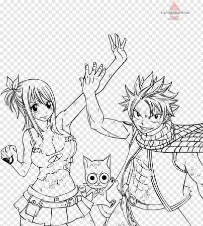 Аниме Нацу и Люси черно белые