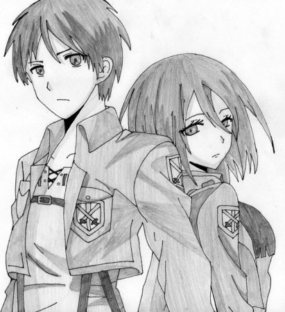 Атака титанов Микаса для срисовки