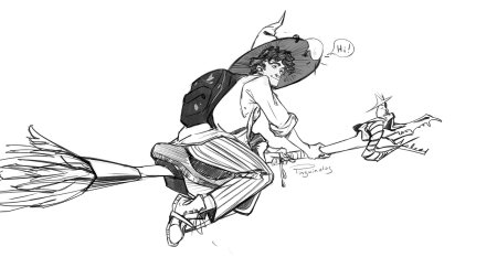 Ведьма из Гарри Поттера на метле