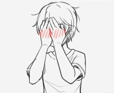 Смущенный аниме парень