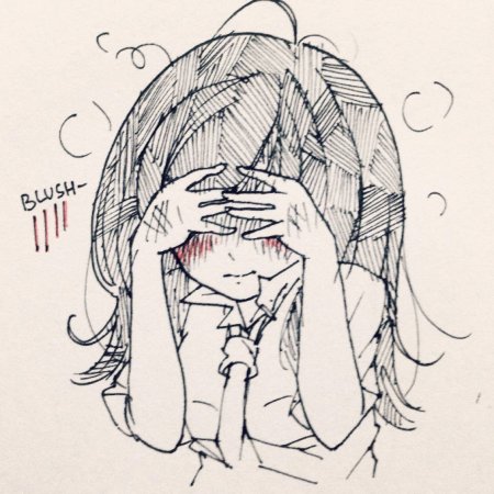 Девушка смущается арт