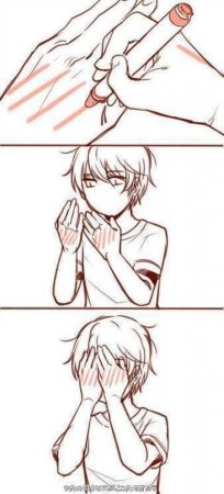 Аниме парень покраснел