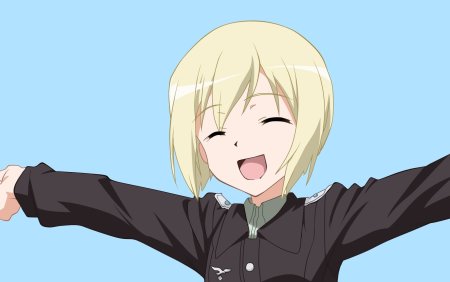 Erica Hartmann Strike Witches с пивом