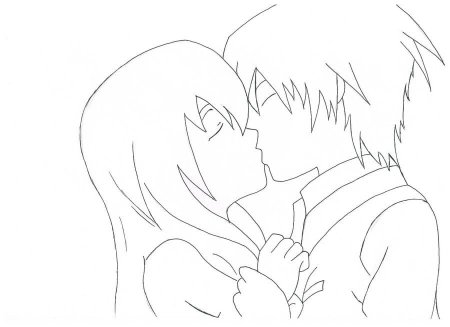 Раскраски аниме поцелуи