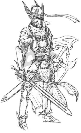 Скетч женщина в доспехах