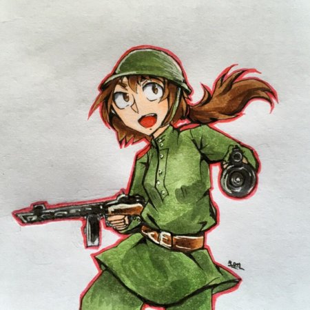 Солдат с ППШ аниме