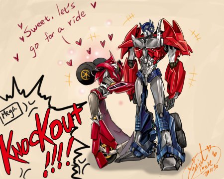 Трансформеры Прайм Оптимус и нокаут