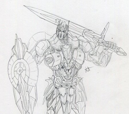 Оптимус Прайм с мечом раскраска