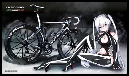 Девушка на велосипеде арт