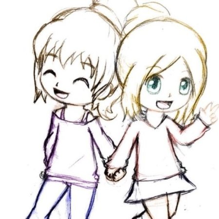 Две девочки рисунок для срисовки