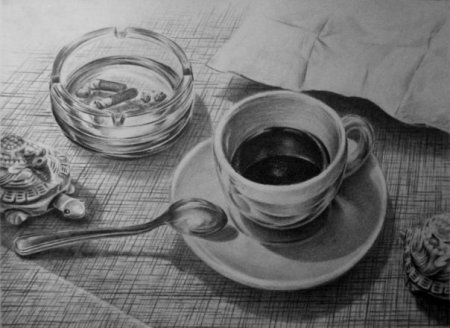 Чашка кофе карандашом
