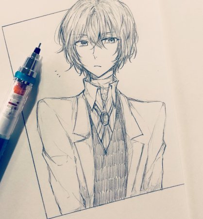 Дадзай Осаму в скетчбук