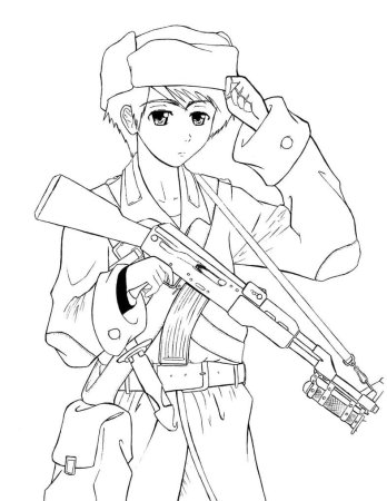 Раскраска аниме Военная
