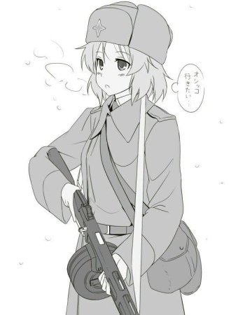 Аниме девушка в ушанке