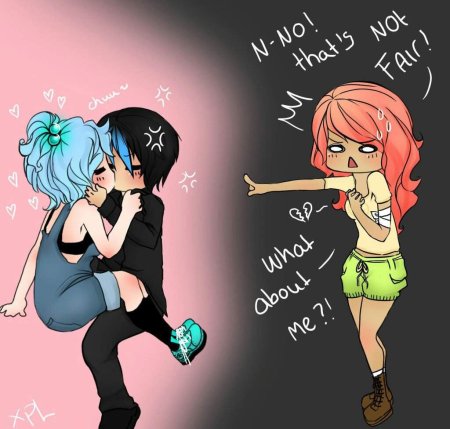 Аниме девочка ревнует