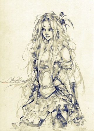 Арт в стиле фэнтези карандашом