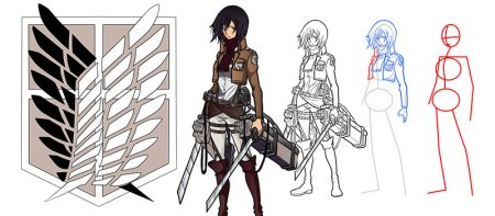 Раскраска атака титанов Микаса