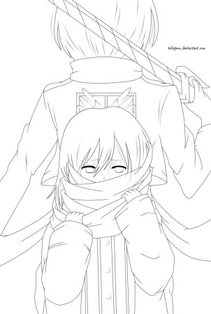 Раскраски аниме атака титанов Микаса