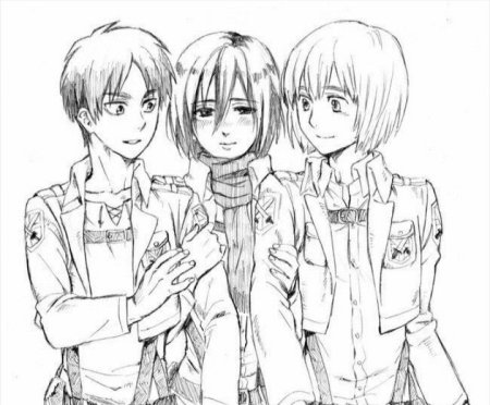 Атака титанов Манга армин и Микаса и Эрен