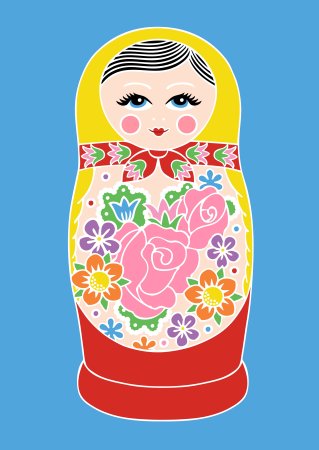Матрешки для печати разноцветные