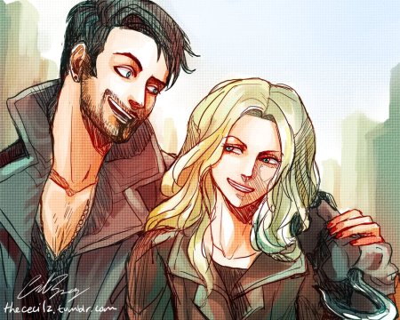 Капитан крюк и Эмма Свон арт