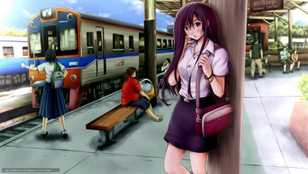 Аниме девушка в метро