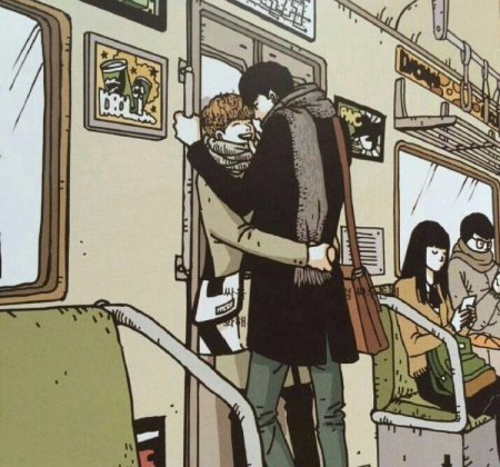 Аниме парень в автобусе