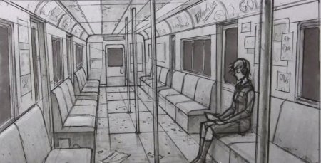 Вагон метро иллюстрация внутри