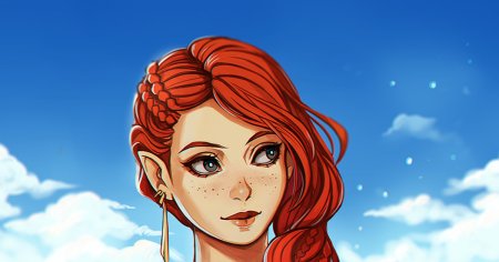 Рыжая девушка с веснушками арт