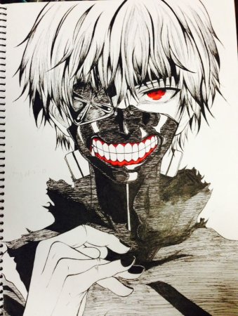Токийский гуль Канеки Кен карандашом