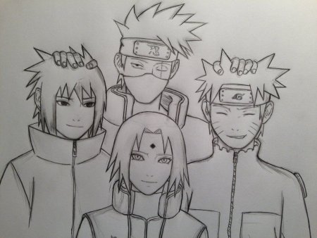 Команда номер 7 Наруто для срисовки