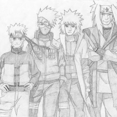 Персонажи аниме Наруто карандашом