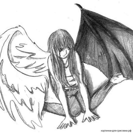 Рисунки карандашом аниме с крыльями