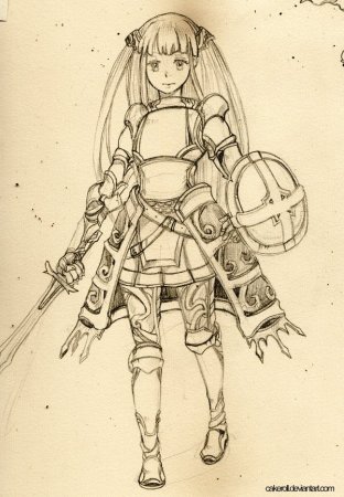 Девушка в доспехах скетч