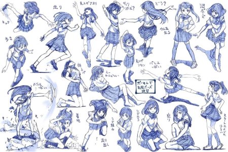 Аниме персонажи в разных позах