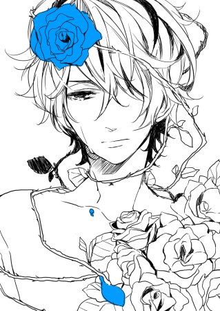 Аниме парень с розой