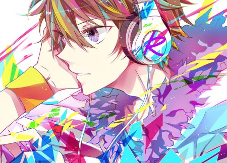 Аниме мальчик с цветами