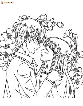 Корзинка фруктов аниме чб