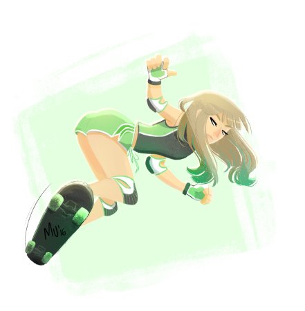 Девушка на скейте арт