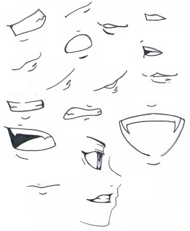 Рот для рисования аниме