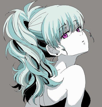 Аниме девушка с мятными волосами