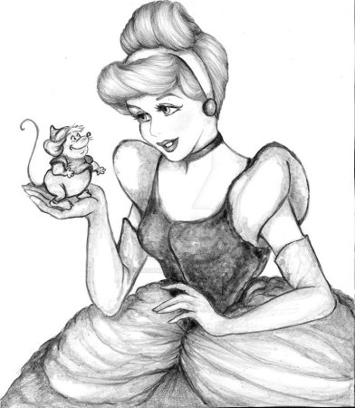 Золушка рисунок карандашом