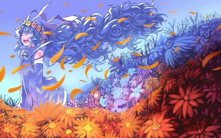 Оранжевое и голубое арт