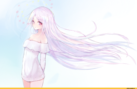 Аниме девушка с белыми волосами