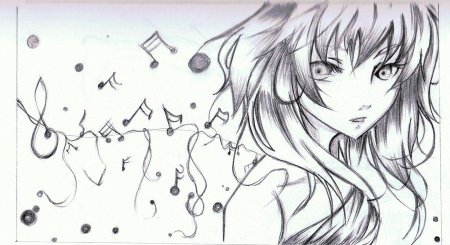 Красотки аниме карандашом