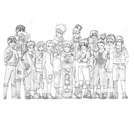 Раскраска аниме команда Наруто