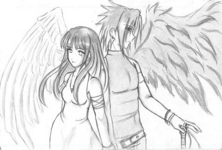 Аниме карандашом ангелы и демоны