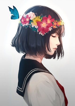 Аниме девушка с венком
