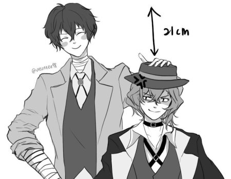 Чуя Накахара и Дадзай Осаму рост